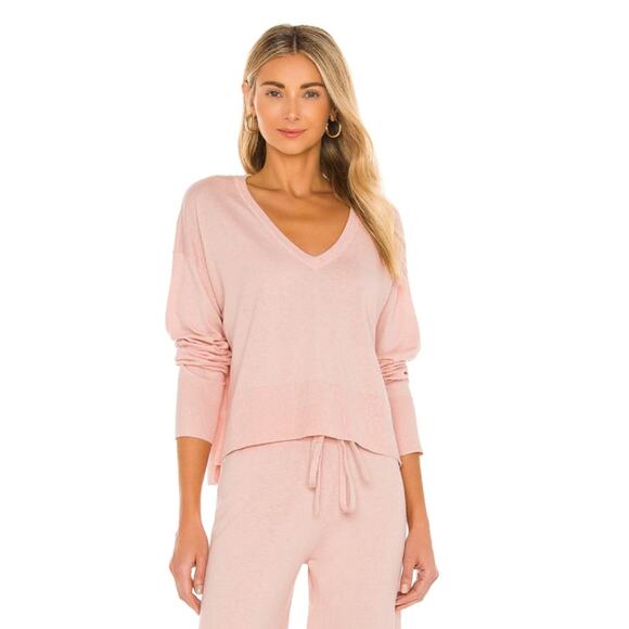 Sanctuary Lotus Light Pink Essential Crop Cotton Blend Thin Sweater Top L Large - Picture 1 of 9